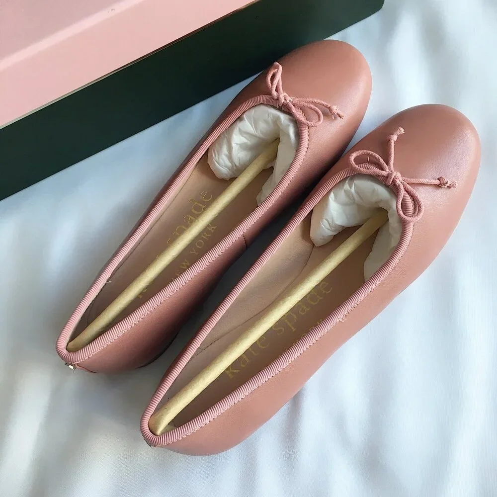 Kate Spade New York Honey Leather Ballet Flats in Blusher Pink in Size 7